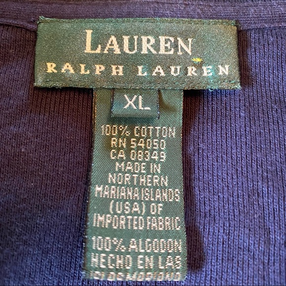 Women's Vintage Lauren Ralph Lauren Navy Blue Long Sleeve Polo - Picture 6 of 8